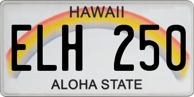 HI license plate ELH250