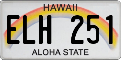 HI license plate ELH251