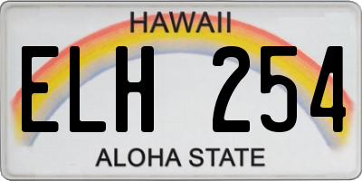 HI license plate ELH254