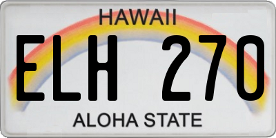 HI license plate ELH270
