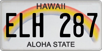 HI license plate ELH287
