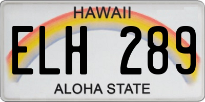 HI license plate ELH289