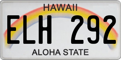 HI license plate ELH292