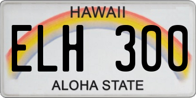 HI license plate ELH300