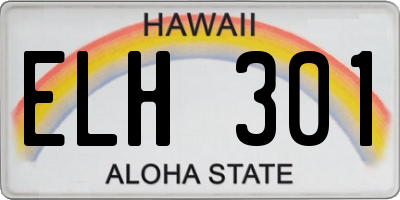 HI license plate ELH301
