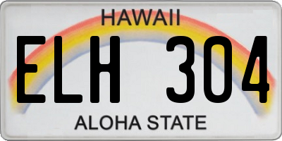 HI license plate ELH304