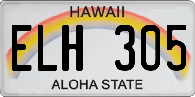 HI license plate ELH305