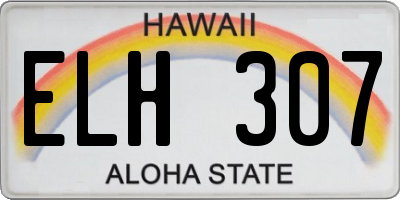HI license plate ELH307