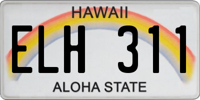 HI license plate ELH311