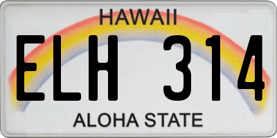 HI license plate ELH314