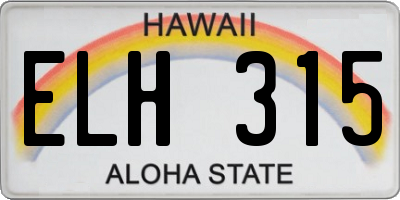 HI license plate ELH315