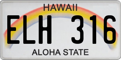 HI license plate ELH316