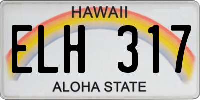 HI license plate ELH317