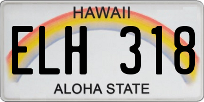 HI license plate ELH318