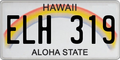 HI license plate ELH319