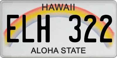 HI license plate ELH322