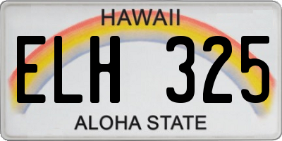 HI license plate ELH325
