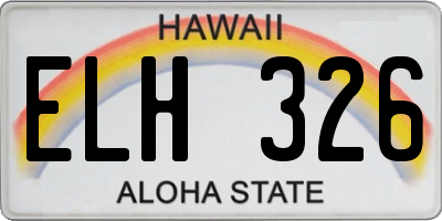 HI license plate ELH326