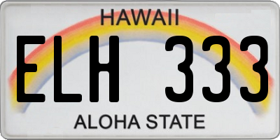 HI license plate ELH333