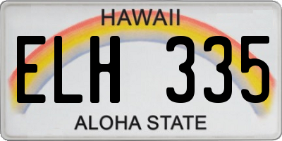 HI license plate ELH335