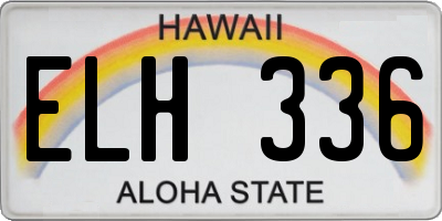 HI license plate ELH336