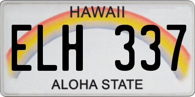 HI license plate ELH337