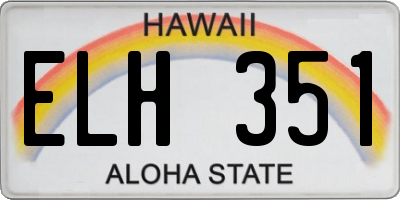 HI license plate ELH351