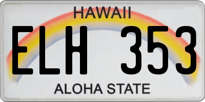 HI license plate ELH353