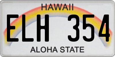 HI license plate ELH354