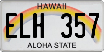 HI license plate ELH357
