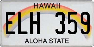 HI license plate ELH359