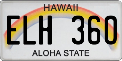 HI license plate ELH360