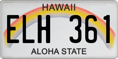 HI license plate ELH361