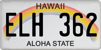 HI license plate ELH362