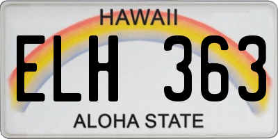 HI license plate ELH363