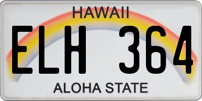 HI license plate ELH364