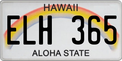 HI license plate ELH365