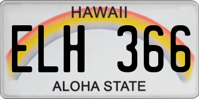 HI license plate ELH366
