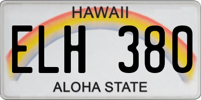 HI license plate ELH380