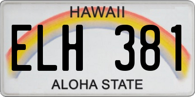 HI license plate ELH381