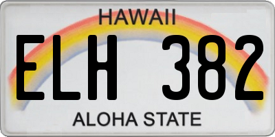 HI license plate ELH382