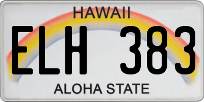 HI license plate ELH383