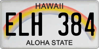 HI license plate ELH384