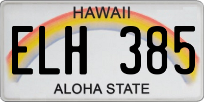 HI license plate ELH385