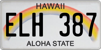 HI license plate ELH387
