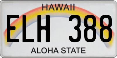 HI license plate ELH388