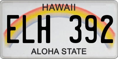 HI license plate ELH392