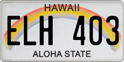 HI license plate ELH403
