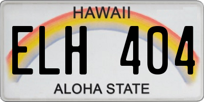HI license plate ELH404