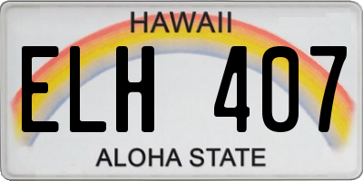 HI license plate ELH407